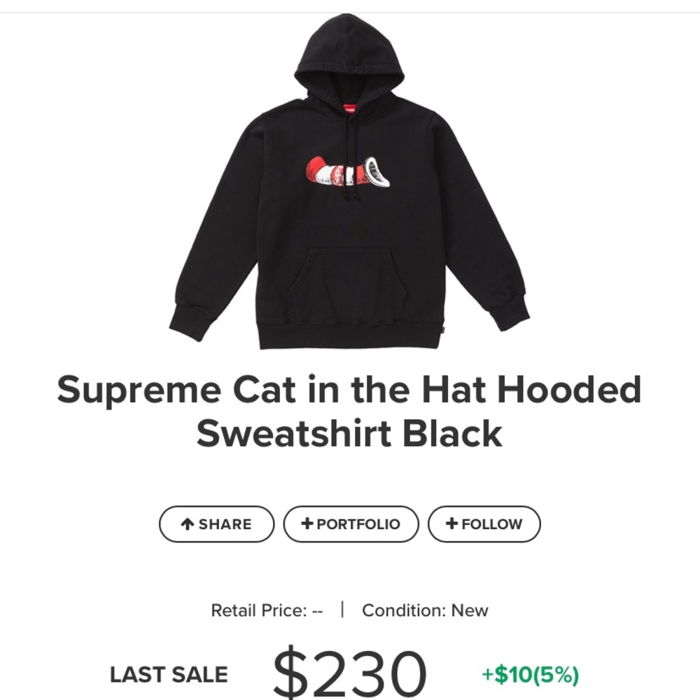 Authentic supreme dr.suess hoodie L